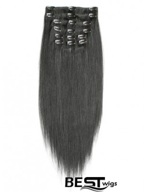 Incredible Black Straight Remy Human Hair Clip In Hair Extensions