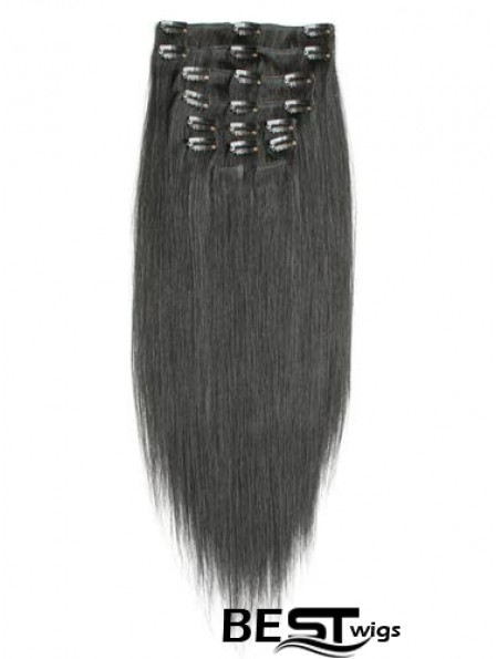 Incredible Black Straight Remy Human Hair Clip In Hair Extensions