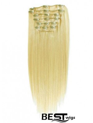 Style Blonde Straight Remy Human Hair Clip In Hair Extensions