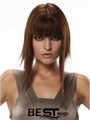 Human Hair Hairpieces Straight Style Long Length Auburn Color