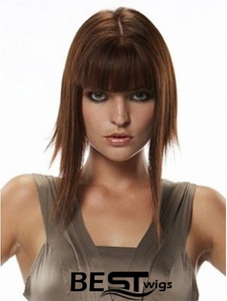 Human Hair Hairpieces Straight Style Long Length Auburn Color