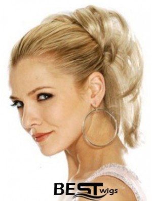 Hairpieces Clip In Blonde Color Straight Style With Synthetic