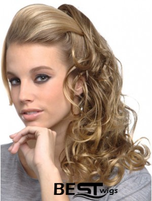 Amazing Blonde Curly Synthetic Clip In Hairpieces