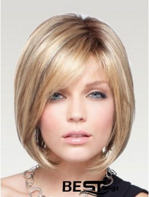 Bob Wigs Remy Human Chin Length Blonde Color Straight Style