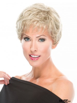 100% Hand-tied 4 inch Wavy Blonde Great Short Wigs