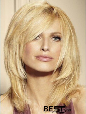 100% Human Hair Wigs Blonde Color Shoulder Length Layered Cut