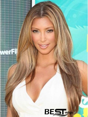 Best Human Hair wigs Straight Style Blonde Color With Monofilament Kim Kardashian wig