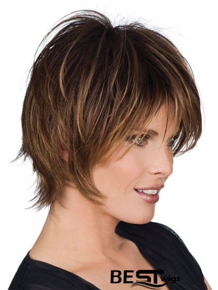 Real Human Hair Wigs With Capless Layered Cut Short Length