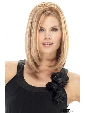 Human Straight Wigs For Cheap With Lace Front Blonde Color Shoulder Length