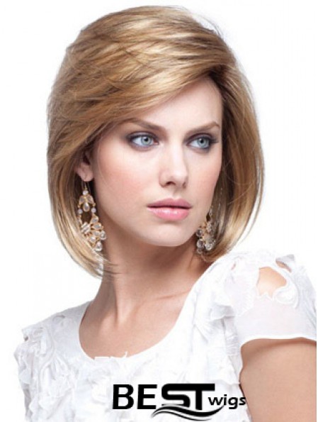 Human Hair Bob Wigs Chin Length Capless Blonde Color Bobs Cut