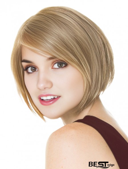 Short Blonde Bob Wig 100% Hand Tied Straight Style Chin Length