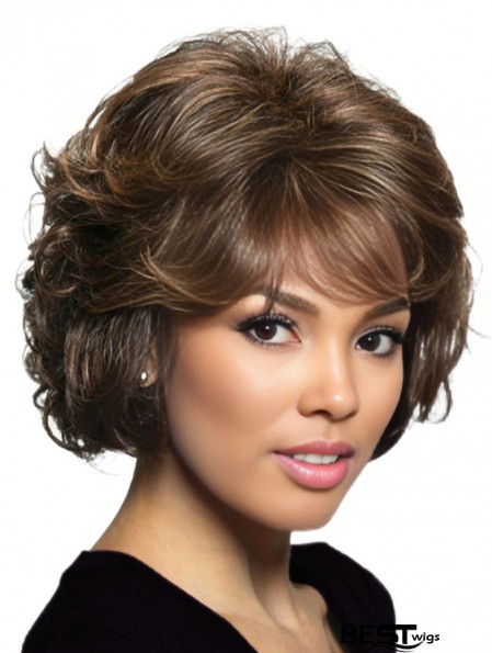 Wavy Brown Chin Length 10 inch With Bangs Handmade Wigs UK