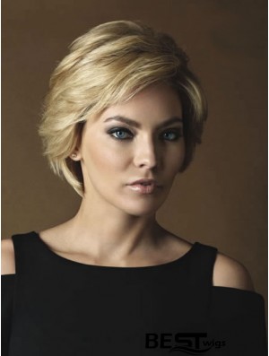 Ladies Real Hair Wigs With Monofilament Short Length Wavy Style
