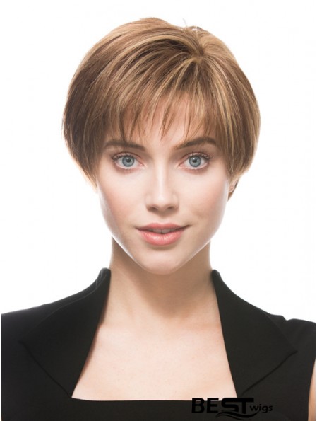 Monofilament Human 100% Hand Tied Boycuts Short Length Straight Style