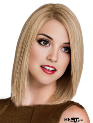 Long Bob Wigs Remy Human 100% Hand Tied Shoulder Length