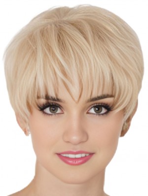 Human Hair Mono Topper With Monofilament Boycuts Short Length Straight Style