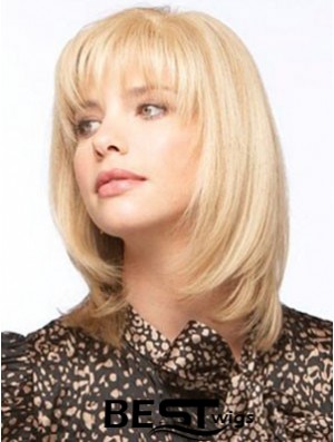 Human Hair Monofilment Wigs With Bangs Monofilament Straight Style