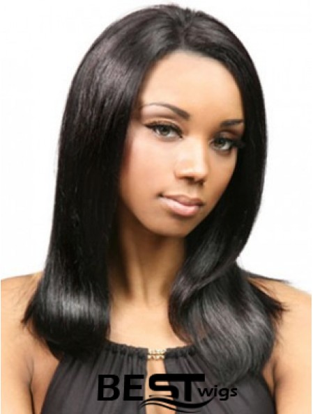 Yaki Human Hair With Capless Black Color Yaki Style