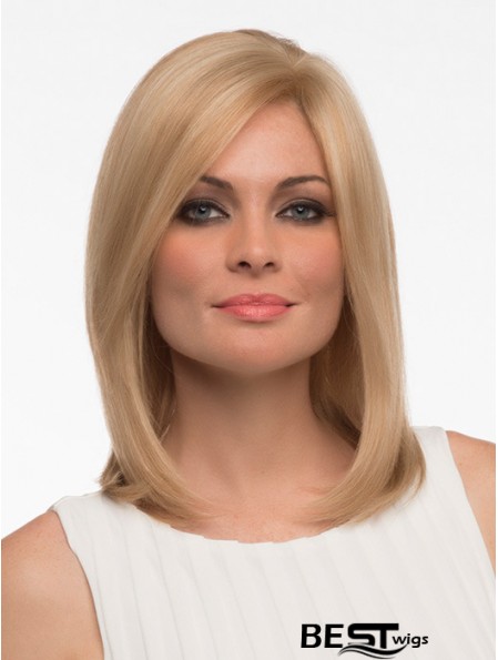 Straight Human Hair Straight Style Shoulder Length Blonde Color