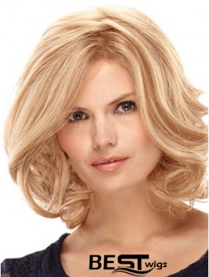 Blonde Shoulder Length High Quality Curly Layered Lace Wigs