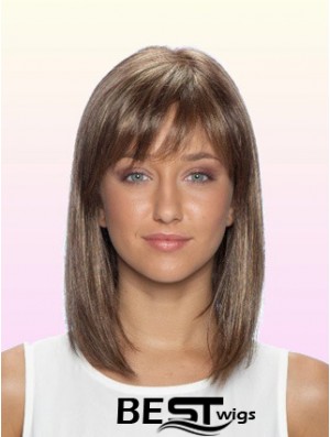 100% Glueless Human Hair Lace Front Wigs With Bangs Stright Style