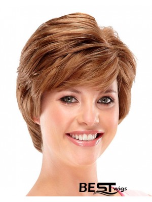 Designed Auburn Short Wavy Layered 6 inch Human Hair Wigs