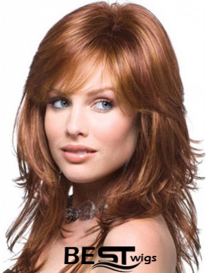 Layered Comfortable Wavy Auburn Long Synthetic Wigs