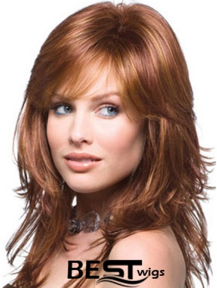 Layered Comfortable Wavy Auburn Long Synthetic Wigs