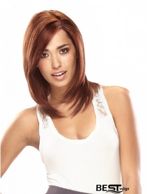 Auburn Shoulder Length Good Straight Layered Lace Wigs