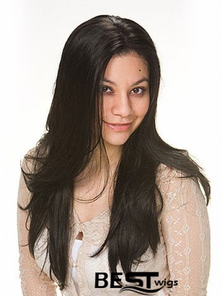 Black Human Hair Wig With Capless Blac Color Straight Style