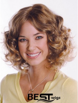 Synthetic Curly Chin Length Capless Curly Style Brown Color