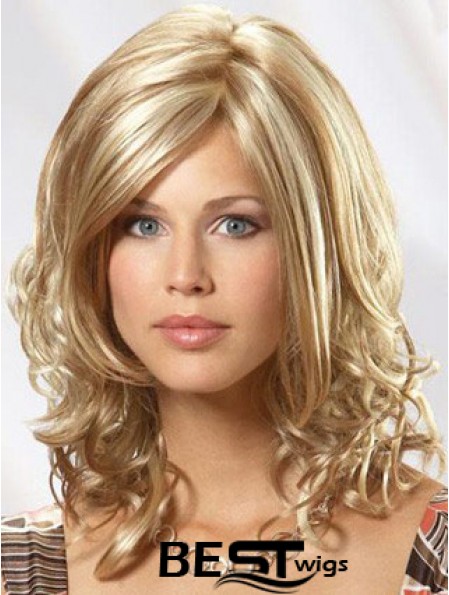 Human Hair Monofilment Wigs 100% Hand Tied Shoulder Length Wavy Style
