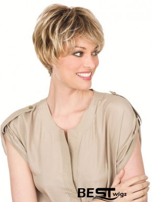 Human Hair Blonde Wigs With Lacr Front Chin Length Straight Style