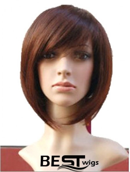 Auburn 10 inch Wavy Short Remy Human Hair Monofilament Bob Wigs