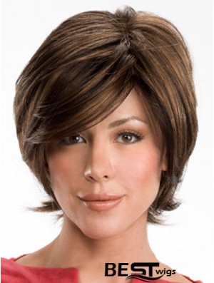 Dark Brown Layerd Cut Ladies Synthetic Wigs With Capless Wavy Style