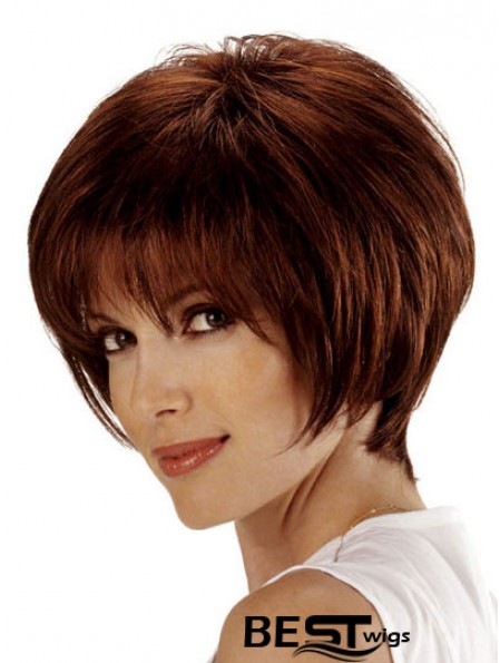 Human Bob Hair Wigs Remy Lace Front Chin Length Auburn Color