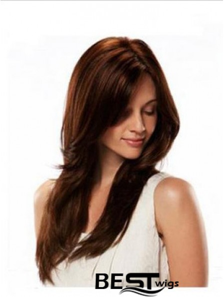 Monofilament Wig Human Hair Auburn Color Straight Style Long Length