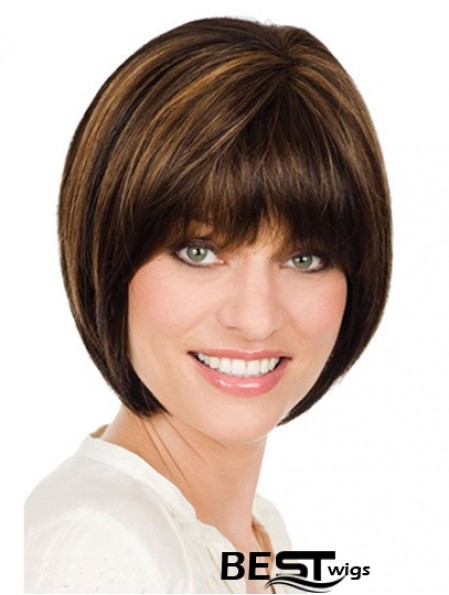 Chin Length Brown Designed 10 inch Straight Bob Wigs