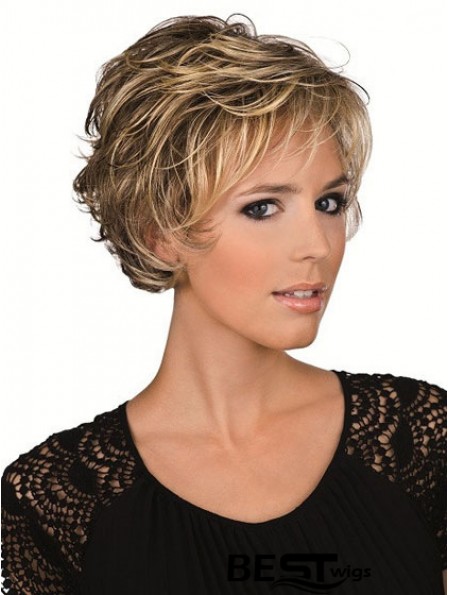 Human Hair Brown With Lace Front Cropped Length Layered Cut