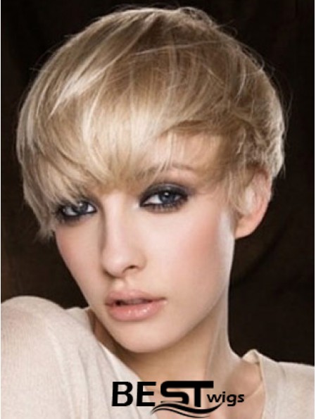 Blonde Human Hair Wig Cropped Length Straight Style Boycuts