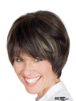 Remy Human Hair New Short Straight Grey Wigs