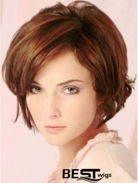 Auburn Short Cheap Wavy Layered Lace Wigs