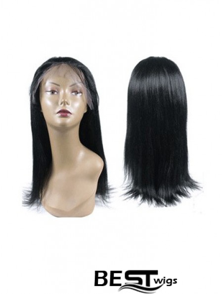 Black Full Lace Straight Long Hand Tied Human Hair Wigs