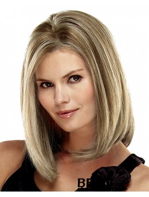 Straight Shoulder Length Blonde 14 inch Lace Front Online Bob Wigs