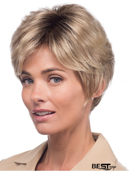 Monofilament Straight With Bangs Short 8 inch Great Human Hair Wigs