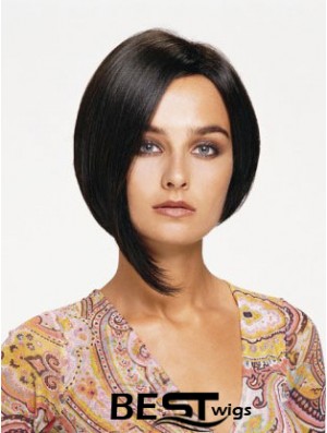 Lace Front Chin Length Straight Black Affordable Bob Wigs