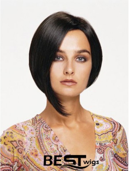 Lace Front Chin Length Straight Black Affordable Bob Wigs