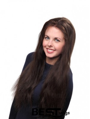 Brown Long Straight Without Bangs Lace Front Wig UK Online