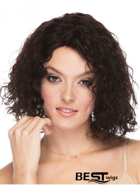 Curly Brazilian Human Hair Shoulder Length Brown Color