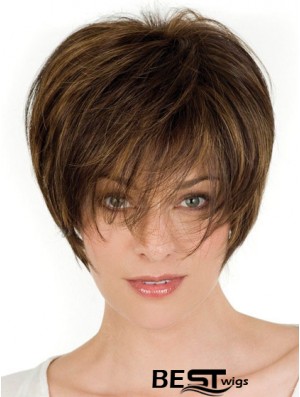 Human Hair Brown Wigs With Lace Front Wavy Style